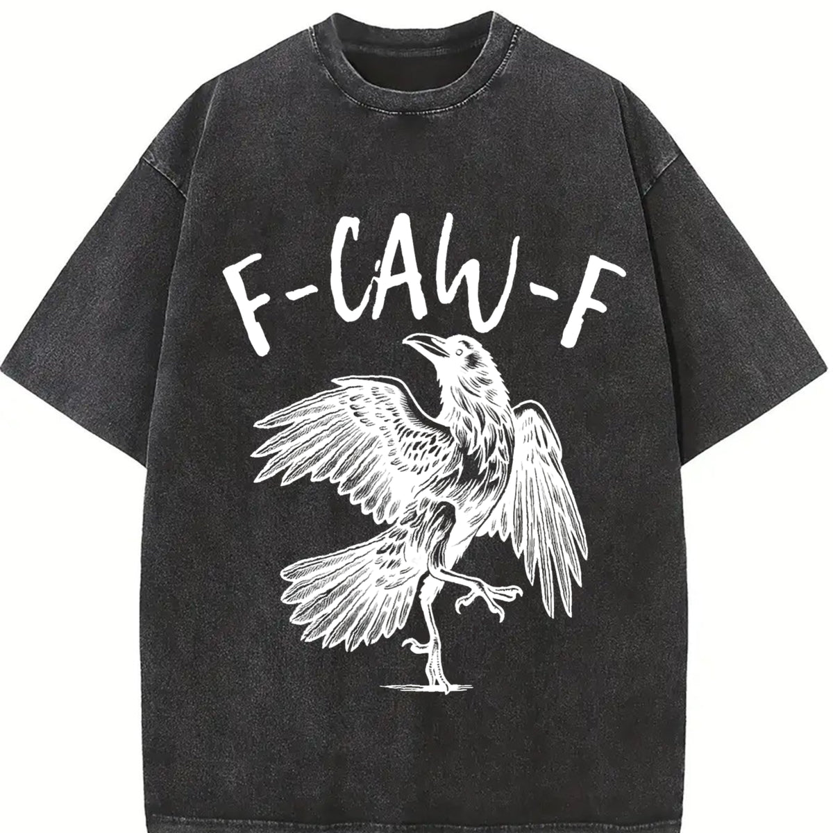 Crow F-caw-f Black Crow Raven Lover Raven Gothic Crow Vintage Washed T-Shirt in Black