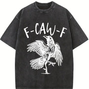 Crow F-caw-f Black Crow Raven Lover Raven Gothic Crow Vintage Washed T-Shirt in Black
