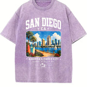 San Diego California Vintage Washed T-Shirt in Purple