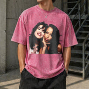 Selena and Aaliyah Vintage Washed T-Shirt in Red