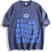 Y2K Evil Eye Energy Shield Send Back The Bad Vibes vintage washed oversized T-shirt in Blue