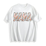 Luokeren Floral MAMA Cotton T-Shirt in White