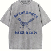 Roadrunner Beep Beep Vintage Washed T-Shirt in Gray