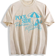 POOL SIDE Princess Vintage Washed T-Shirt in Beige