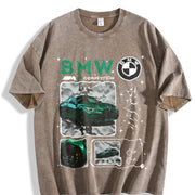 M4 Competition B M W Vintage Washed T-Shirt in Brown