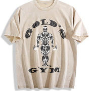 1990s Gym Authentic Retro for 90s & Athleisure Vintage Washed T-Shirt in Beige
