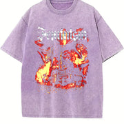 Feminism Dragon Castle Vintage Washed T-Shirt in Purple