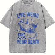 Retro Sarcastic Possum 90s Vintage Washed T-Shirt in Gray