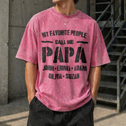 Custom Papa Personalized Grandpa from Grandkids Vintage Washed T-Shirt in Red