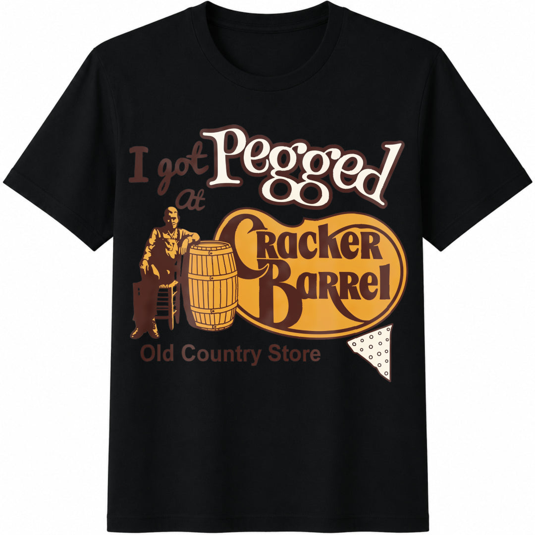 I Got Pegged at Cracker Barrel Old Country Store Cotton T-Shirt in Black