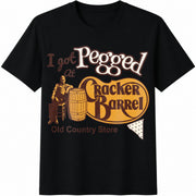 I Got Pegged at Cracker Barrel Old Country Store Cotton T-Shirt in Black