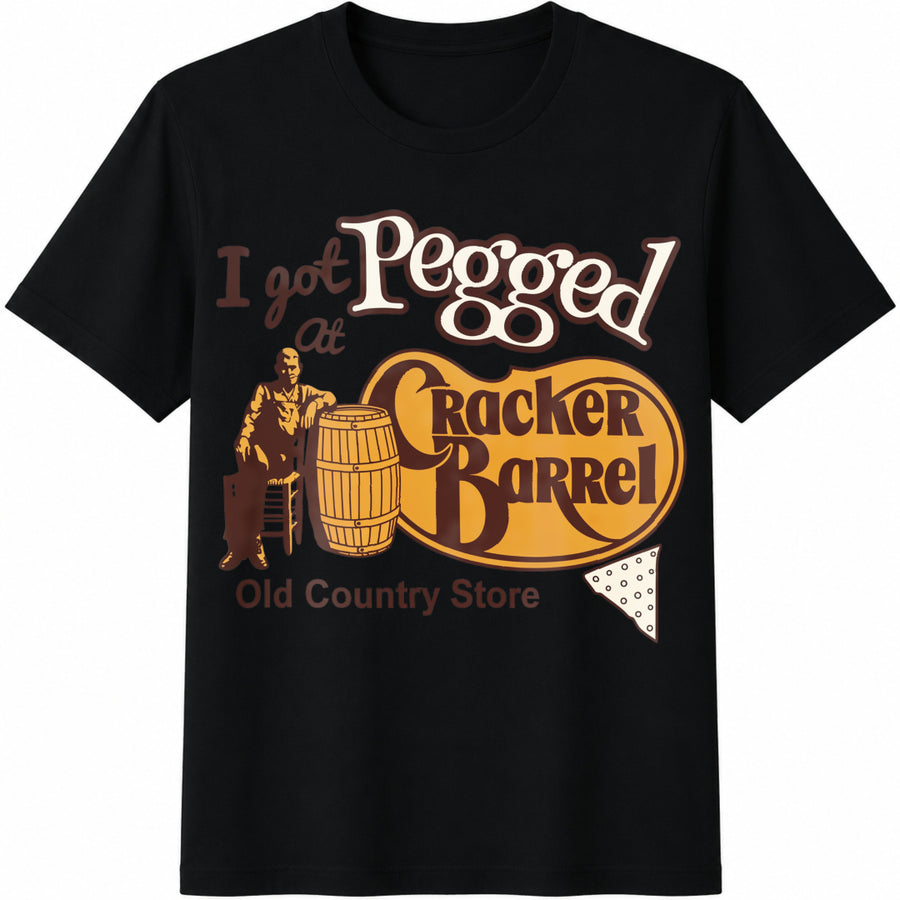 I Got Pegged at Cracker Barrel Old Country Store Cotton T-Shirt in Black