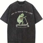Christian Frog Off to Praise the Lord vintage washed oversized T-shirt in Black