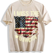 I Miss the American Flag Vintage Washed T-Shirt in Beige
