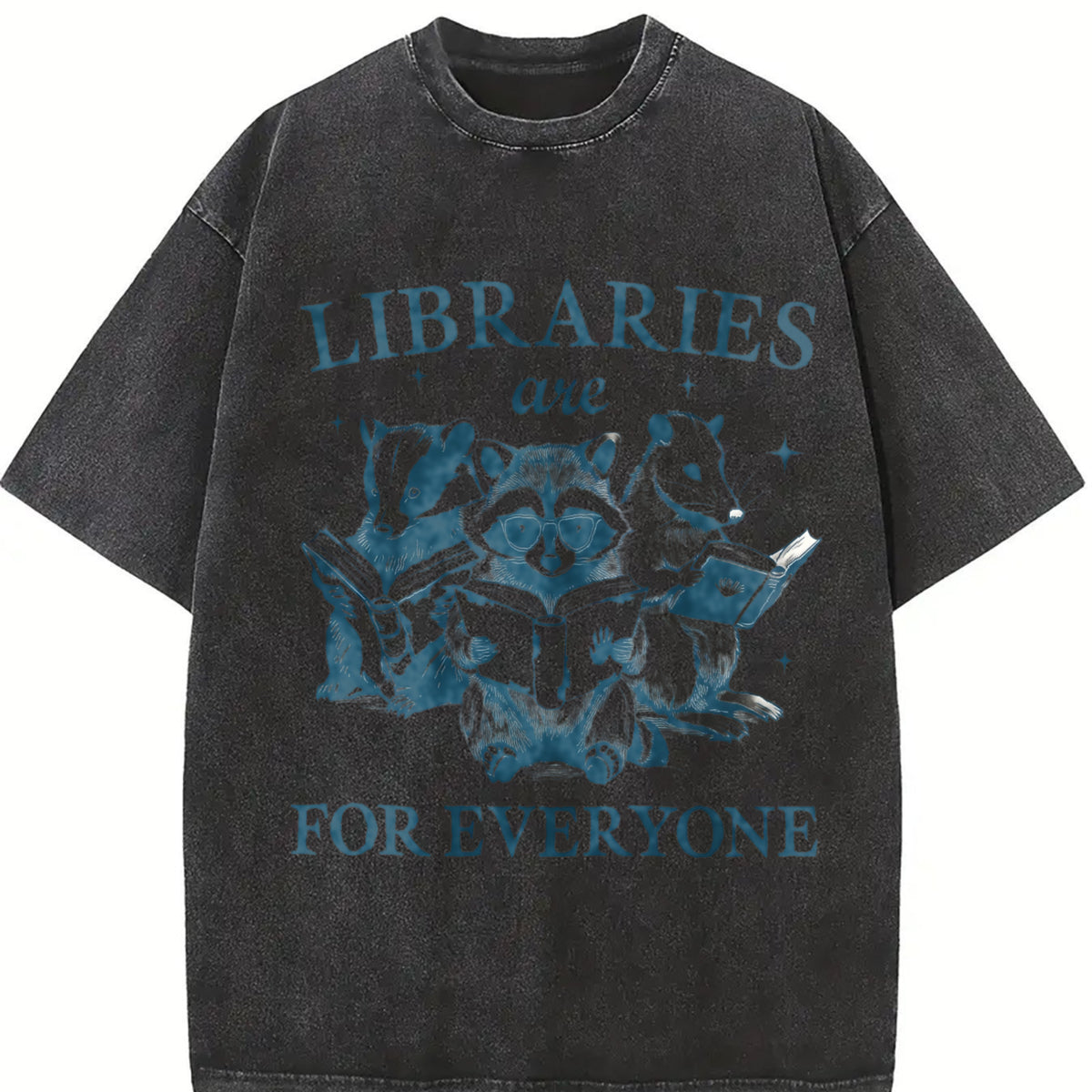 Libraries Are for Everyone Vintage Washed T-Shirt in Black