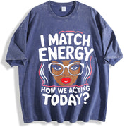 I Match Energy vintage washed oversized T-shirt in Blue