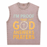 I Am God's Response to Prayer Vintage Washed Tank Top in Brown
