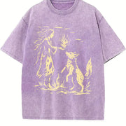 American Native Wolf ® Vintage Washed T-Shirt in Purple