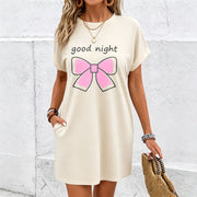 Good Night Bow Dress Cotton T-Shirt in White