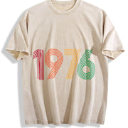 50th Birthday 1976 Vintage Washed T-Shirt in Beige