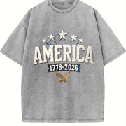 America 1776-2026 Vintage Washed T-Shirt in Gray