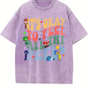 It's Okay to Feel All the Feels 2 Slides Vintage Washed T-Shirt in Purple