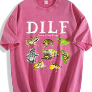 Dilf Damn I Love Frogs Frog 90s Vintage Washed T-Shirt in Red
