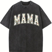 Floral Mama Strong Woman Vintage Washed T-Shirt in Black