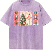 Nutcracker Christmas Vintage Washed T-Shirt in Purple