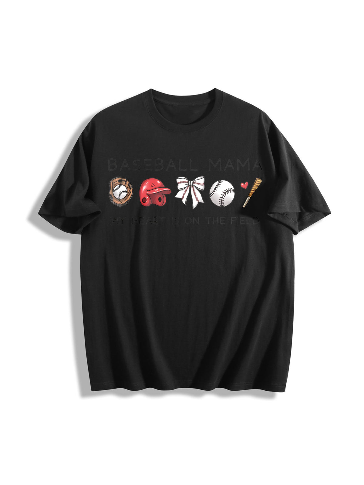 Baseball Mama for Game Day Cotton T-Shirt in Black
