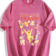 1 Pcs Heavy Adorable Vintage Washed T-Shirt in Red