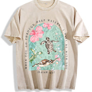 I Will Be with You Vintage Washed T-Shirt in Beige