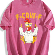 Garment F Caw F Rooster Bird Fcawf Chicken Whisperer Fawk Vintage Washed T-Shirt in Red
