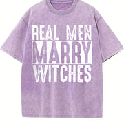 Real Men Marry Witches Vintage Washed T-Shirt in Purple