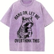 European and American Animal Vintage Washed T-Shirt in Purple