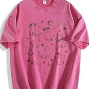 Cowboy Cats and Kittens Western Cowboy Vintage Washed T-Shirt in Red
