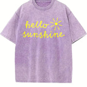 Hello Sunshine Sarcastic Novelty for Ladies Cute Ladies Vintage Washed T-Shirt in Purple
