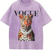 Leopard Vintage Washed T-Shirt in Purple