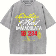 Hail Immaculata Vintage Washed T-Shirt in Gray