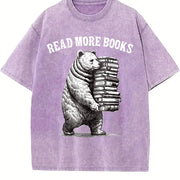 Read More Books Bear Retro 90s Vintage Washed T-Shirt in Purple