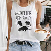 Mother of Rats Women's Color Cotton Tank Top in White