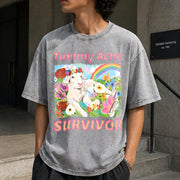 Tummy Ache Survivor Lamb Vintage Washed T-Shirt in Gray