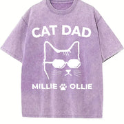 Custom Cat Dad for Cat Dad Vintage Washed T-Shirt in Purple