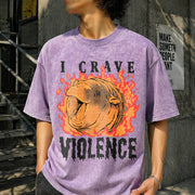 I Crave Violence Hippo Vintage Washed T-Shirt in Purple