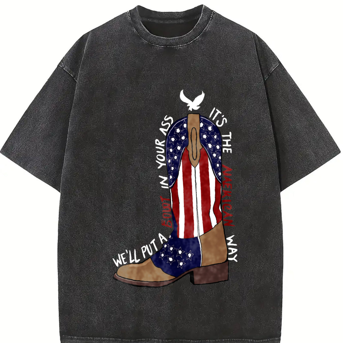 Courtesy of the Red Toby American Ride White and Blue vintage washed oversized T-shirt in Black