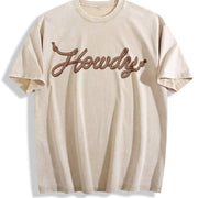 Howdy Rope Script Country Music Vintage Washed T-Shirt in Beige