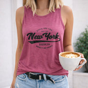 Are You New York Brooklyn Durable and Strength Crew-neck Women's Color Cotton Tank Top in Red