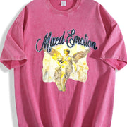 Mixed Emotion Angels Vintage Washed T-Shirt in Red
