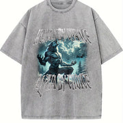 Human by Chance Alpha by Choice Wolf Vintage Washed T-Shirt in Gray