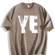 Distressed T White 'Ye' with Silhouette Vintage Washed T-Shirt in Brown